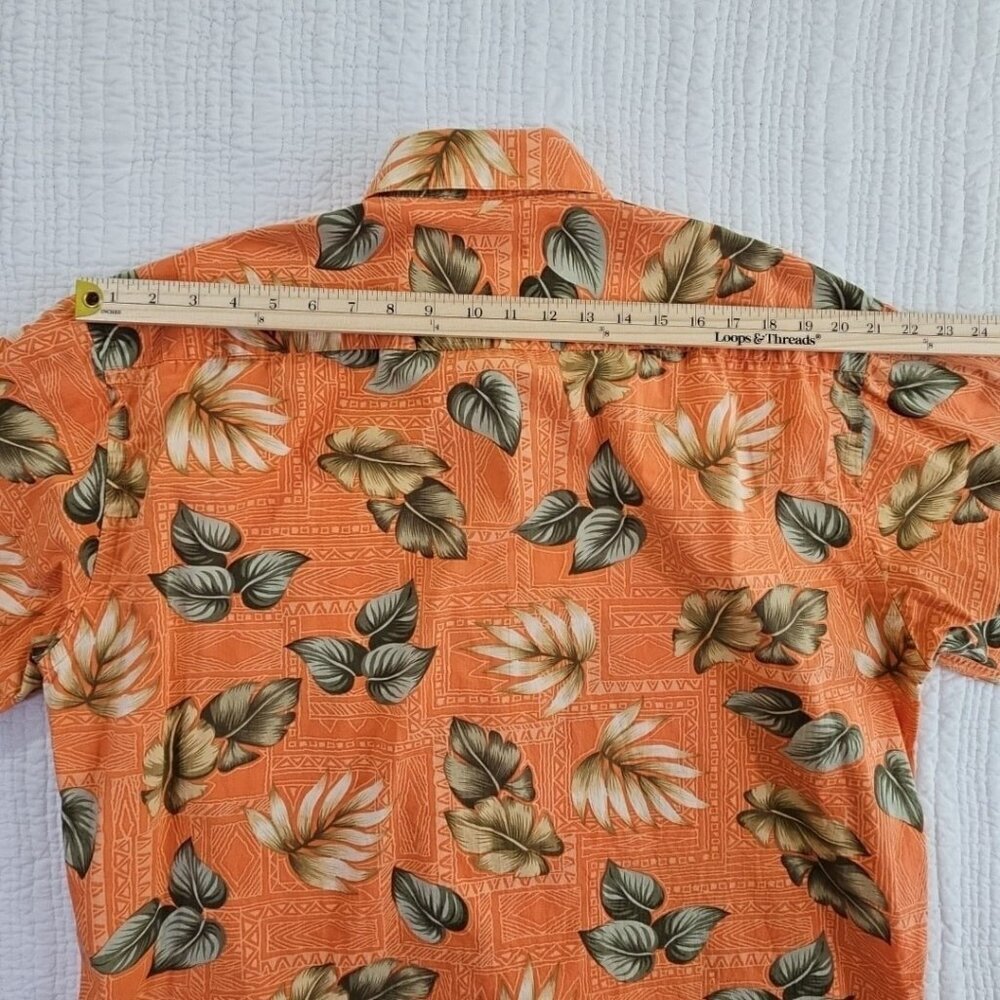 Pierre Cardin Tropical Short Sleeve Button Down Shirt Men's XL Cotton Orange EUC - Picture 11 of 14